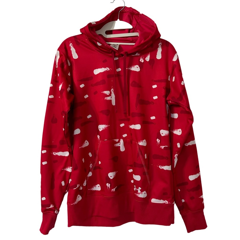 Under Armour Hoodie‎ Womens S Red Abstract Brush Stroke Athletic Casual